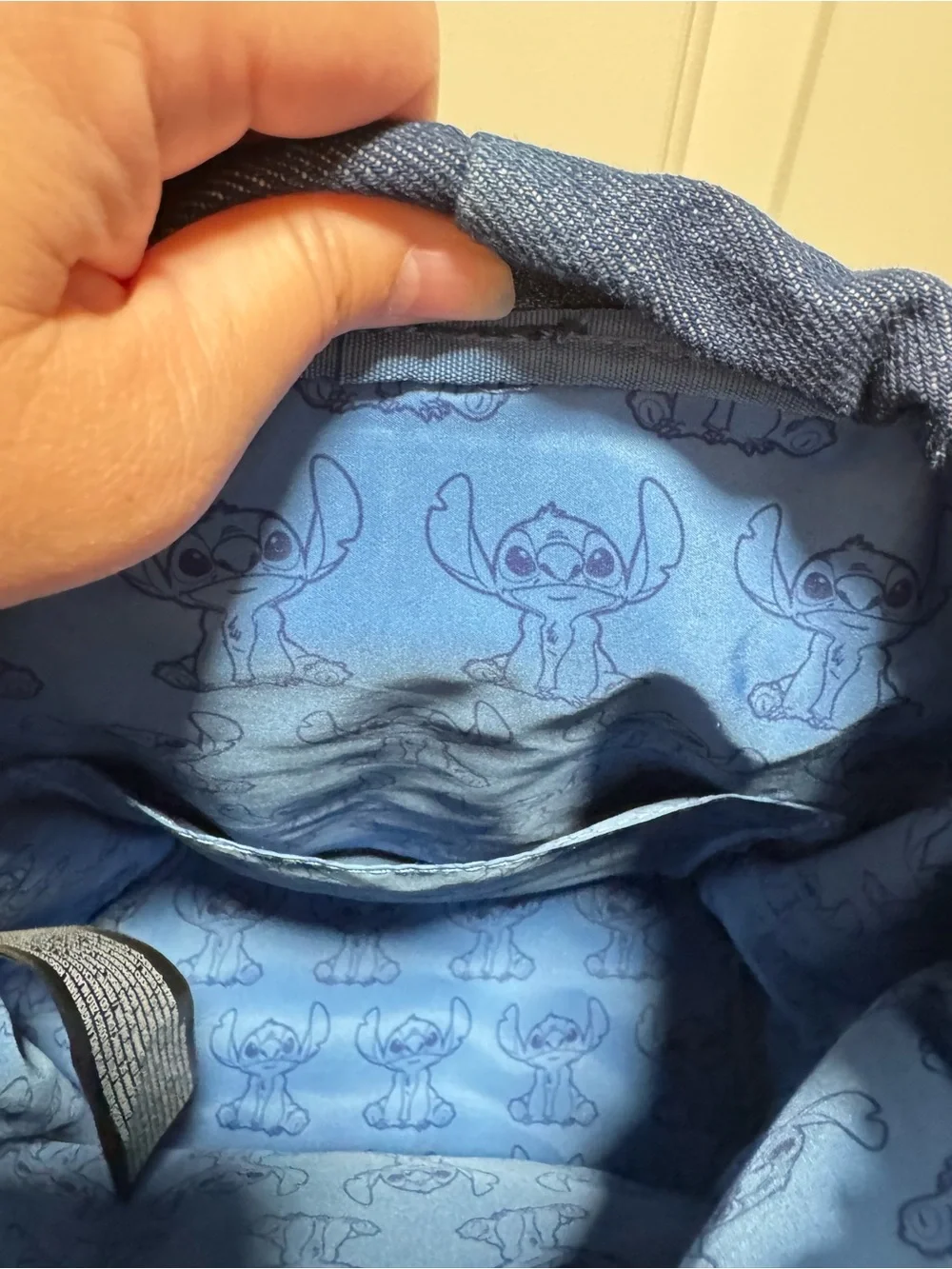 Disney Loungefly Stitch Blue Denim Embroidered Mini Backpack Adjustable Straps